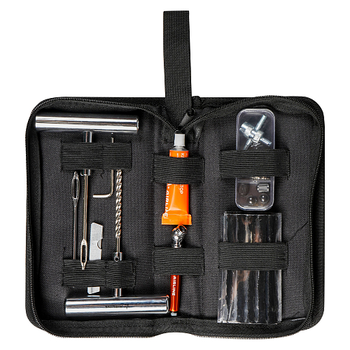 Ремкомплект для б/к шин в кейсе (клей, шило для жгута+спирал., жгуты 20шт.,маном, метчик, колп. 4шт, золотн. 4шт)