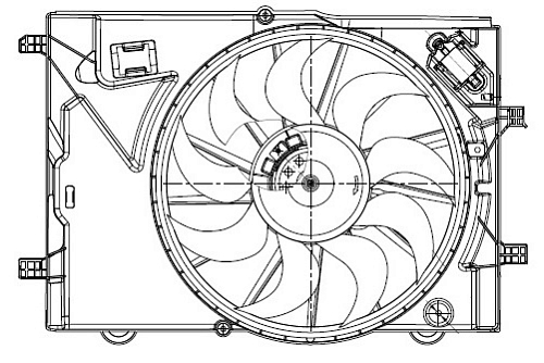 Электровентилятор охлаждения для автомобилей Chevrolet Aveo T300 (11-)/Opel Mokka (13-) (с кожухом и резистором)