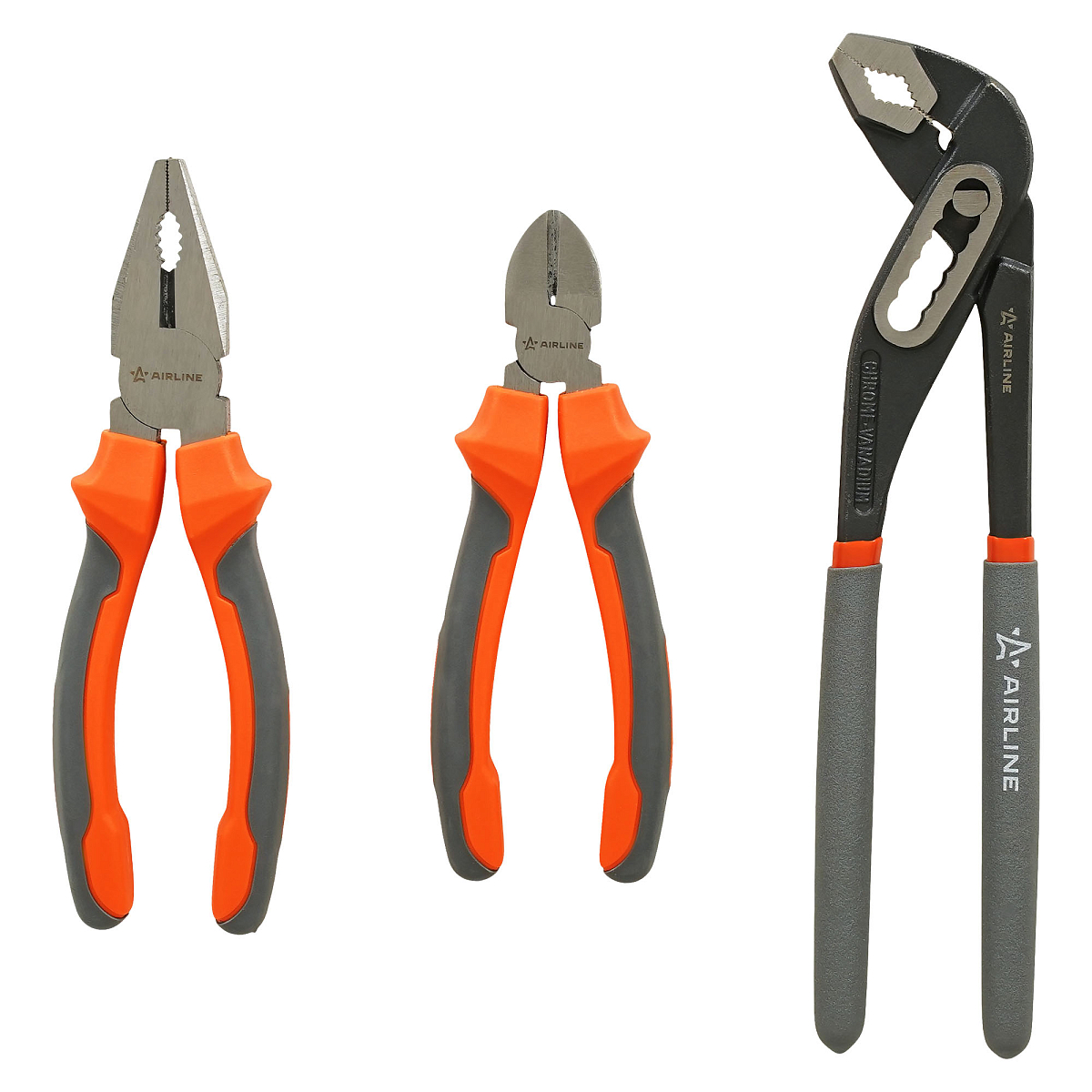 Набор ШГИ 3пр. (бокорезы 160мм, клещи трубные 250мм, пассатижи 180мм) пласт.кейс