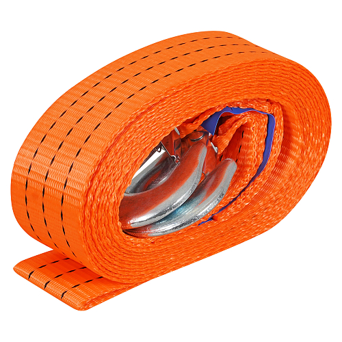 Трос VIP буксировочный усиленный (лента) 5 т, 5 м, 2 крюка, с мешком