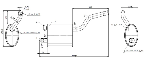 Глушитель для автомобилей VW Jetta (05-) 1.6i основной (алюминизированная сталь)