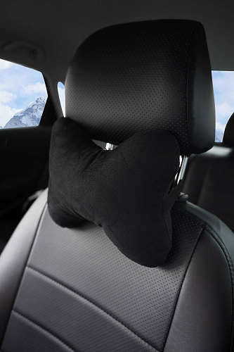 Подушка-косточка на подгол."Алькантара", ткань, 1 шт., черная