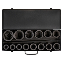 Набор головок ударных 1"DR L=90мм, 14пр. (22-60мм) металл.кейс