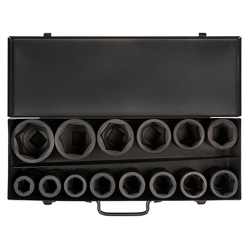 Набор головок ударных 1"DR L=90мм, 14пр. (22-60мм) металл.кейс