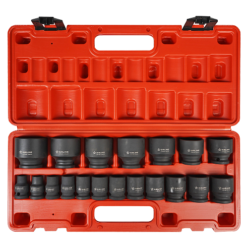 Набор головок ударных 1/2"DR L=38мм, 19пр. (10-38мм) пласт.кейс.