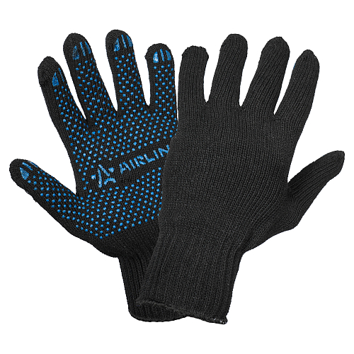 Перчатки трикотажные ПШ с ПВХ покр.,утеплённые,черные, (1 пара) 7 класс/72г.,мод.701