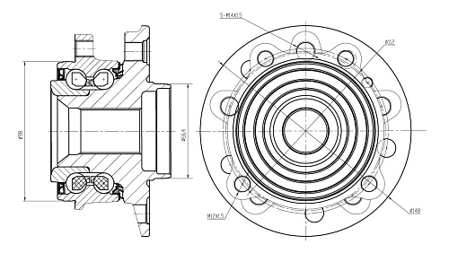 Ступица передняя в сборе с подшипником для автомобиля Mercedes E (W213) (16-)/C (W205) (14-) 4wd