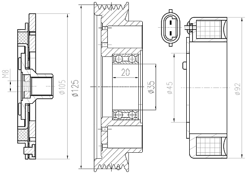 Муфта электромагнитная для компрессора кондиционера LCAC 0909 LUZAR