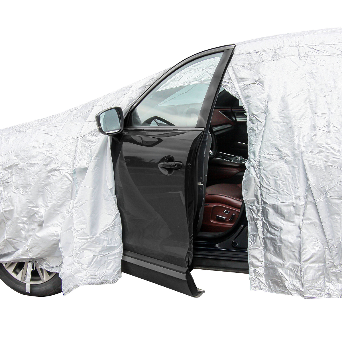 Чехол-тент на автомобиль защитный, XL(510*195*150см) молния для двери, универсал., серый