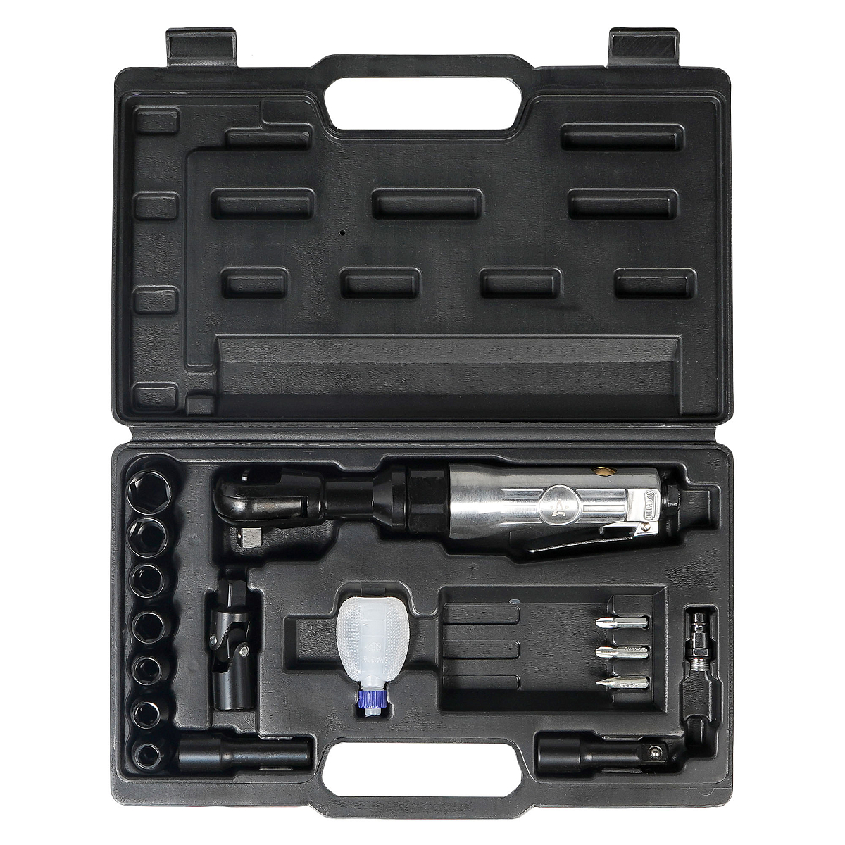 Трещотка пневматическая 1/2" 61Нм с головками 17 пр. кейс