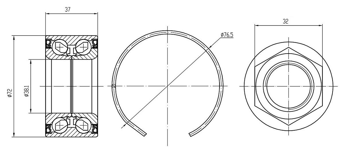 Ремкомплект ступицы передней для автомобиля Hyundai Solaris (10-)/Kia Rio (10-)