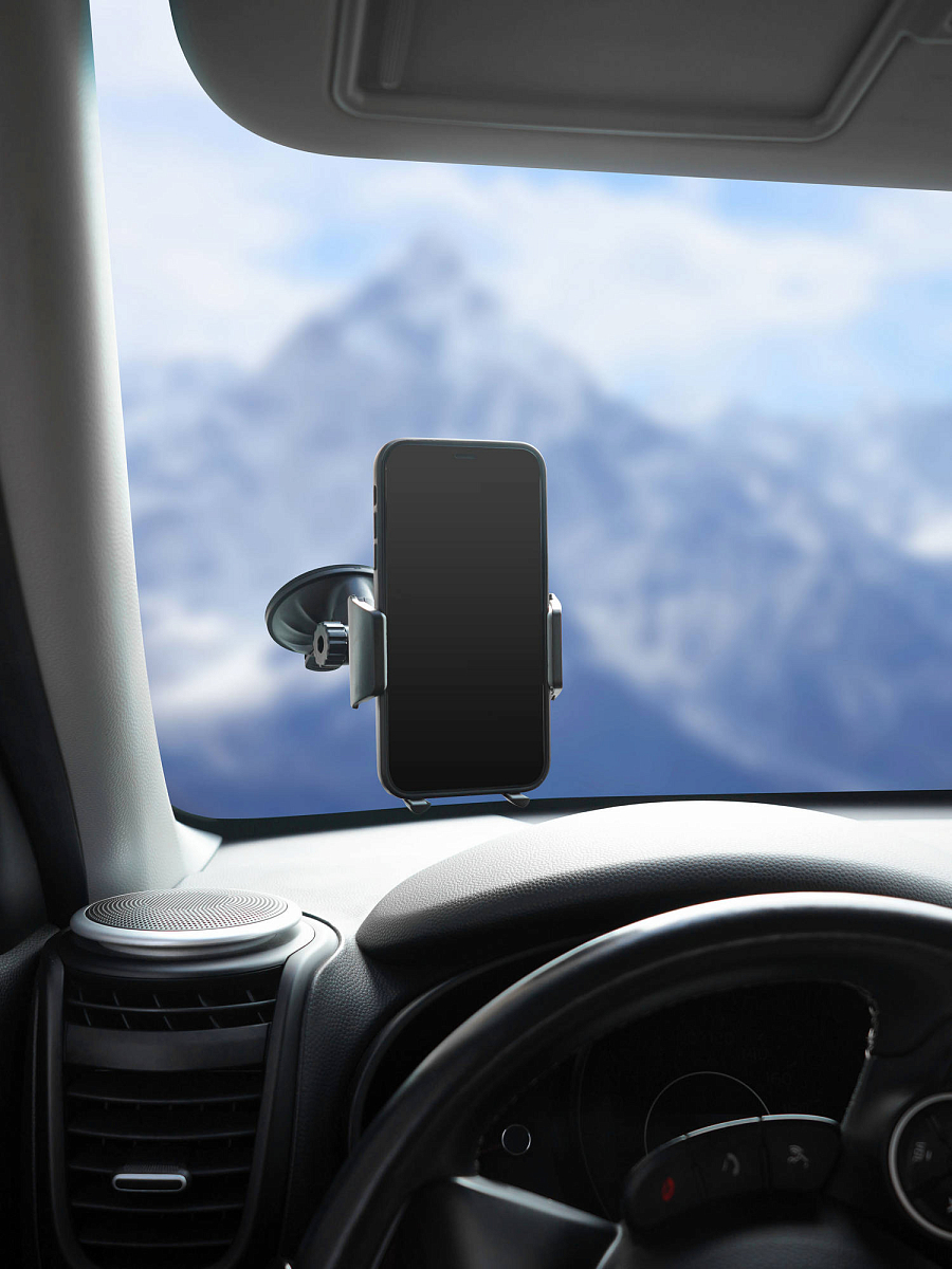 Держатель для телефона автомобильный присоска на лобовое стекло на короткой штанге