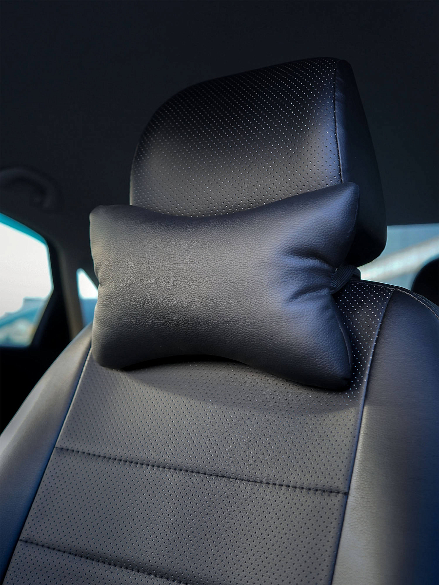 Подушка-косточка на подгол."ЭКО", искусств.кожа/полиэстер, 1 шт., черная