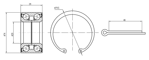 Ремкомплект ступицы передней для автомобиля Opel Vectra B (95-)