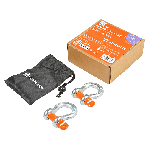 Шаклы буксировочные металлические 2 т / 8 т с сумкой, набор 2 шт. МП-серия