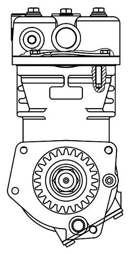 Компрессор воздушный для автомобилей КАМАЗ, ЛИАЗ (1 цилиндр) (н/о c 2011г., аналог K039634N50)
