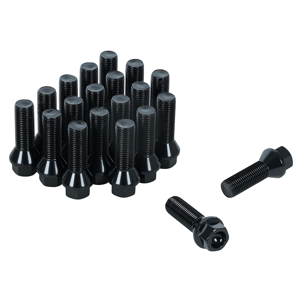 Болт колесный M14x1,5x35x55, конус, ключ 17, чёрный электрофорез, 20 шт для а/м BMW