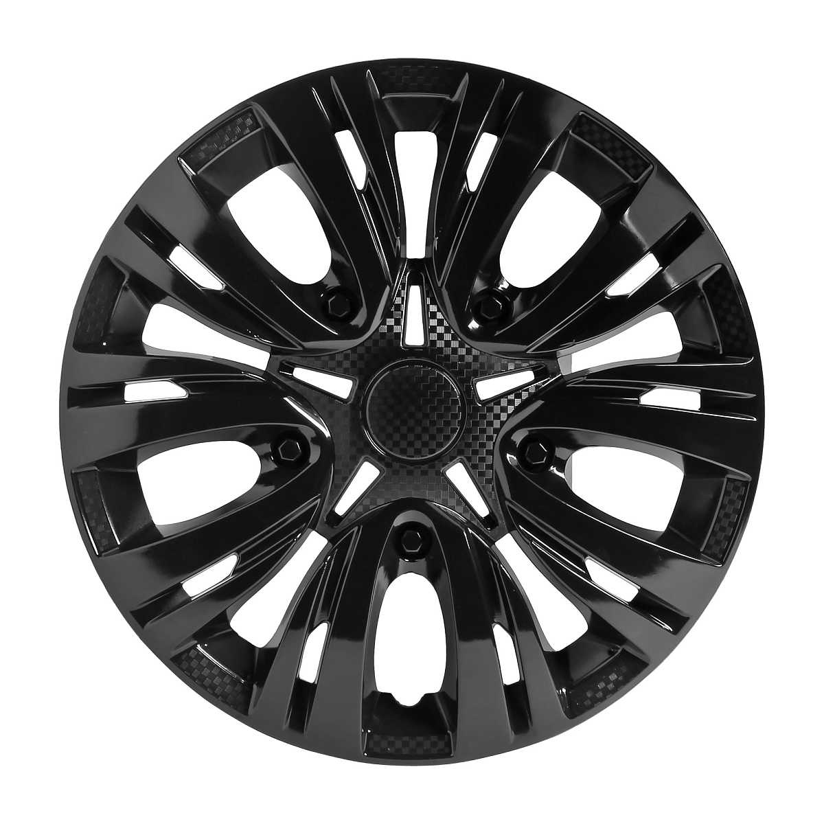 Колпаки колесные 15" "Лион", черный глянец, карбон, компл. 2 шт.