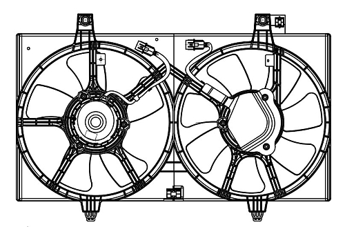 Электровентилятор охлаждения для автомобилей Nissan Almera Classic (B10) (05-) 1.6i (2 вент.) (с кожухом)