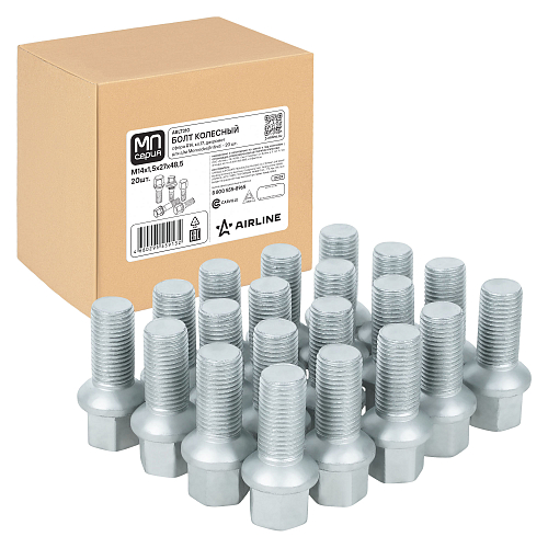Болт колесный M14x1,5x27x48,5, сфера R14, ключ 17, дакромет, 20 шт для а/м Mercedes/Infiniti