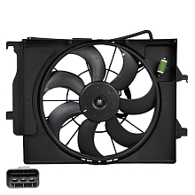 Электровентилятор охлаждения для автомобилей Hyundai Solaris II (17-)/KIA Rio IV (17-) (с кожухом и резистором)