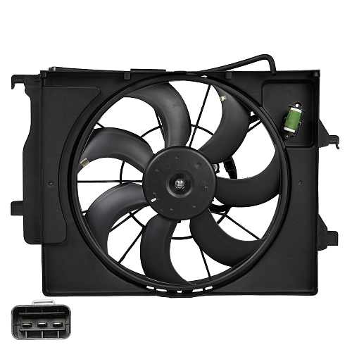 Электровентилятор охлаждения для автомобилей Hyundai Solaris II (17-)/KIA Rio IV (17-) (с кожухом и резистором)