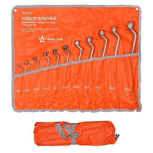 Набор ключей накидных с изгибом 11пр. (6х7мм-30х32мм) сумка