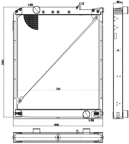 Радиатор охлаждения для а/м Foton Auman EST A (BJ 4189) (17-) с дв. Cummins ISG12E5