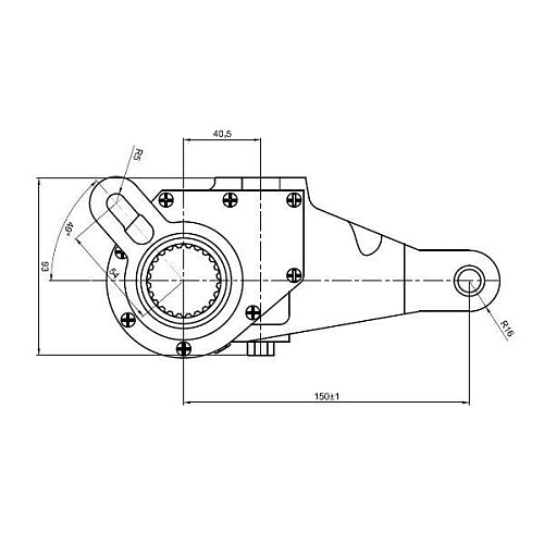Рычаг тормоза регулировочный автоматический (трещотка) для автомобилей МАЗ 5440 / 544069 / 643068 средний левый / задний правый (широкий шлиц)