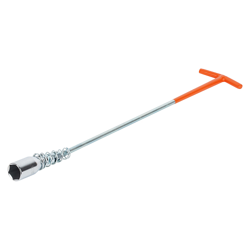Ключ свечной Т-образный карданный 21мм, 500мм с пружиной, резиновый фиксатор