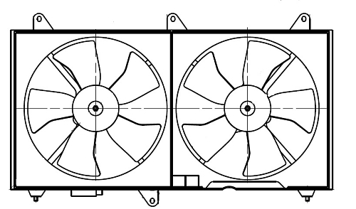 Электровентилятор охлаждения с кожухом для автомобилей Chevrolet Epica (06-) (2 вент.) (с кожухом)