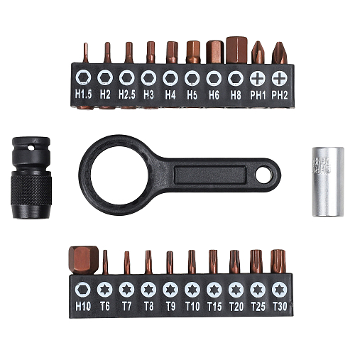 Отвертка динамометрическая 1/4" 1-6Нм, с битами 23 пр. (PH, HEX, TORX), кейс