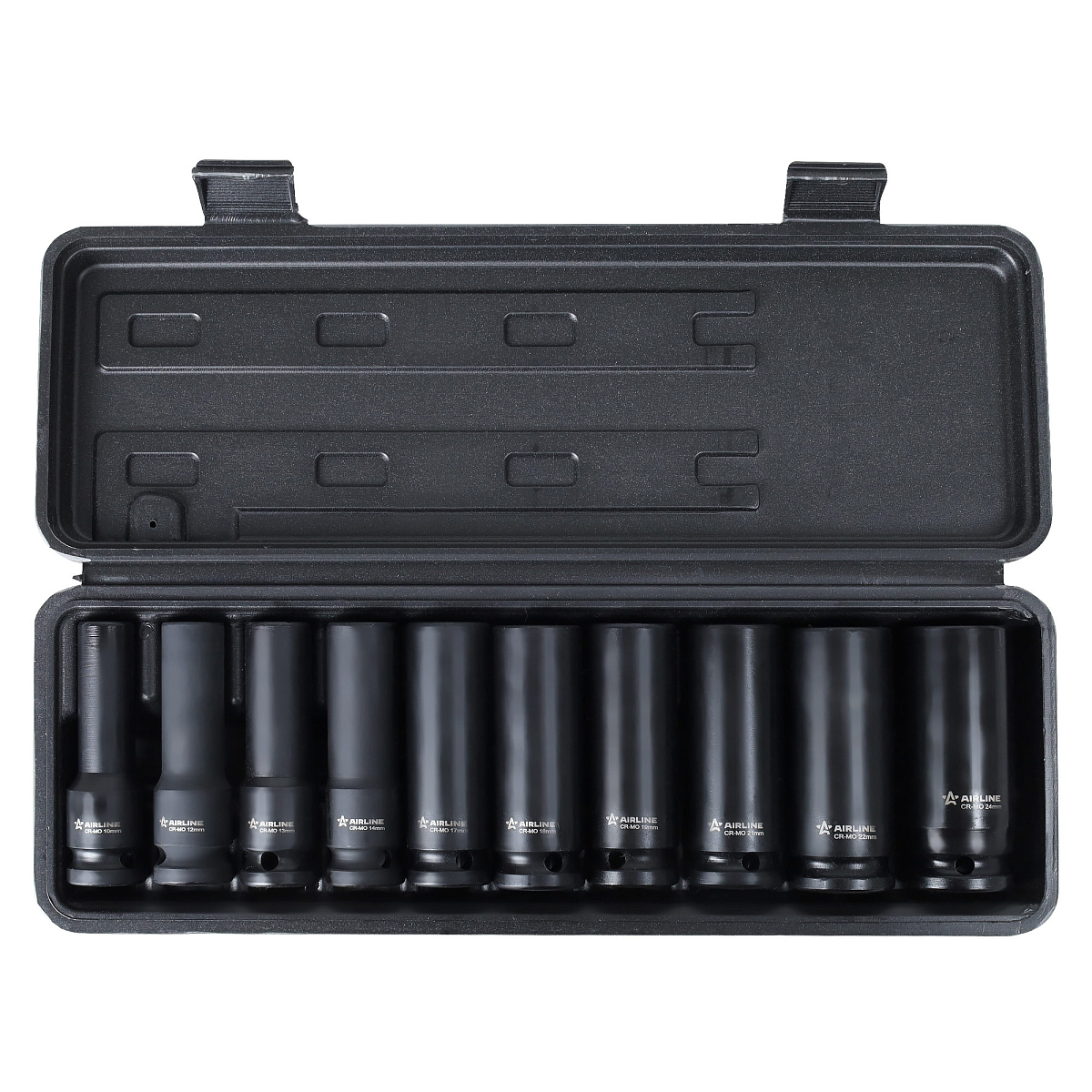 Набор головок ударных 1/2"DR L=78мм, 10пр. (10-24мм) пласт.кейс МП-серия