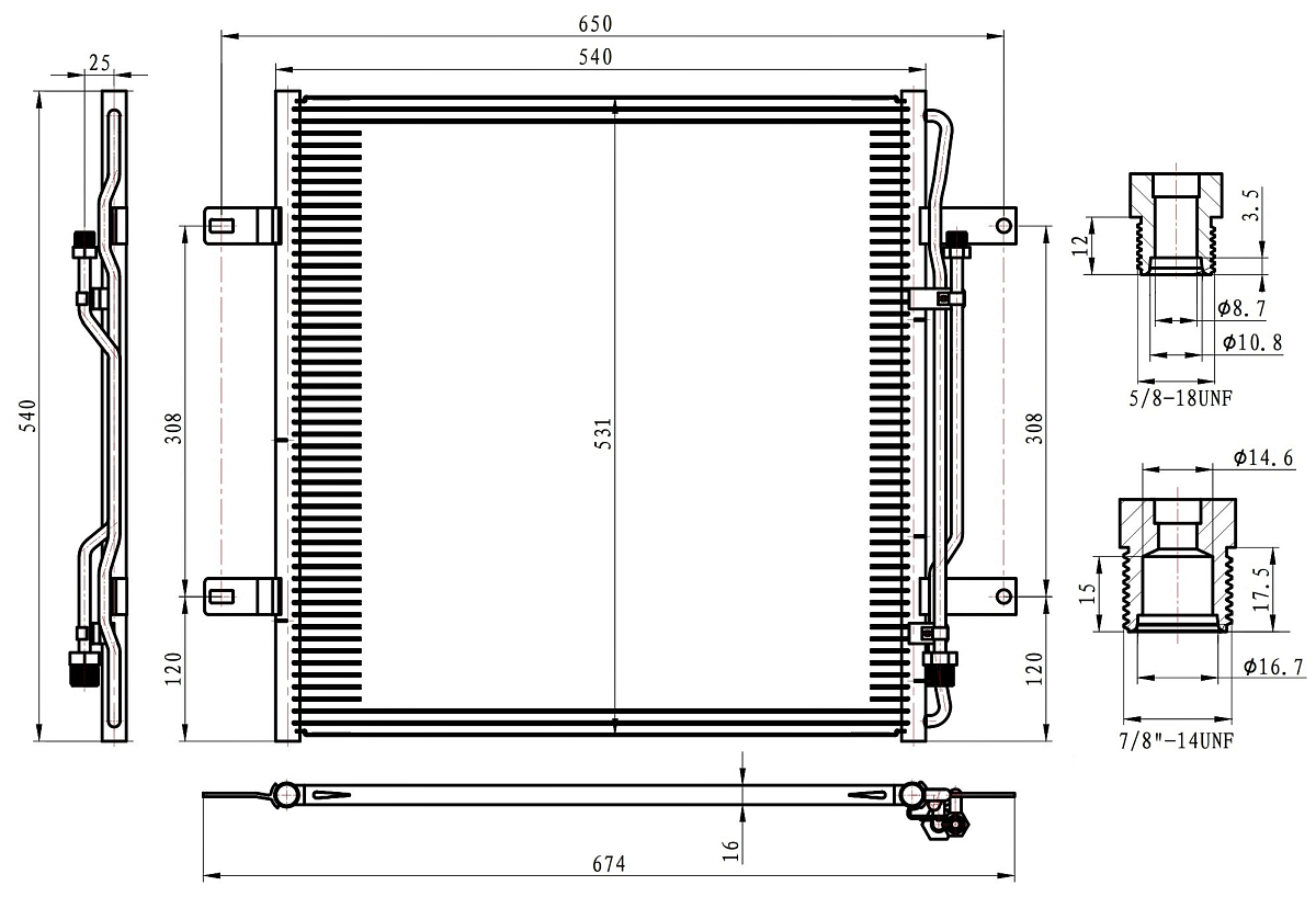 Радиатор кондиционера для автомобилей Mercedes-Benz Atego (98-)/Atego II (04-)