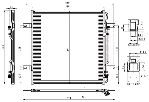 Радиатор кондиционера для автомобилей Mercedes-Benz Atego (98-)/Atego II (04-)