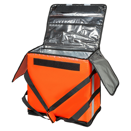 Сумка-холодильник (термосумка) для пиццы, 55л, 47*47*25см, быстрый доступ, оранжевая
