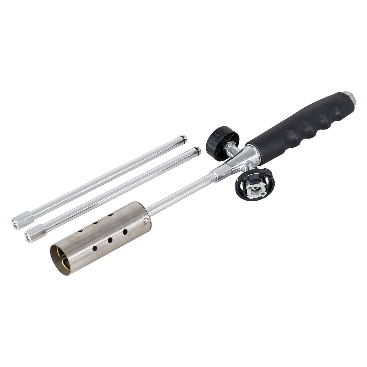 Горелка газовая на цанговый баллон, с трубными удлинителями сопла, анти-вспышка, ручной поджиг, 78*9*5 см