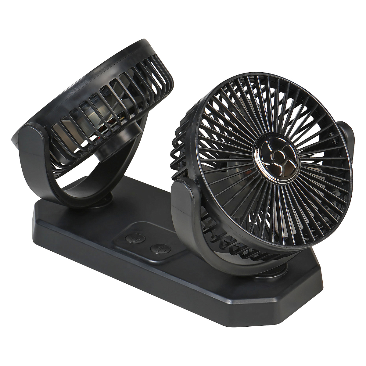 Вентилятор в салон двойной поворотный 360, 2x13см, 5В USB, раздельная регулировка, скотч
