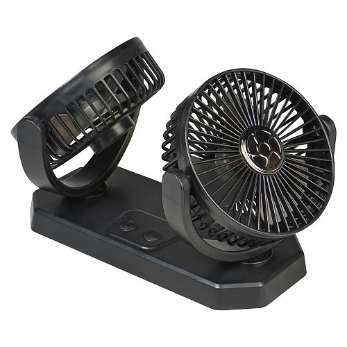 Вентилятор в салон двойной поворотный 360, 2x13см, 5В USB, раздельная регулировка, скотч