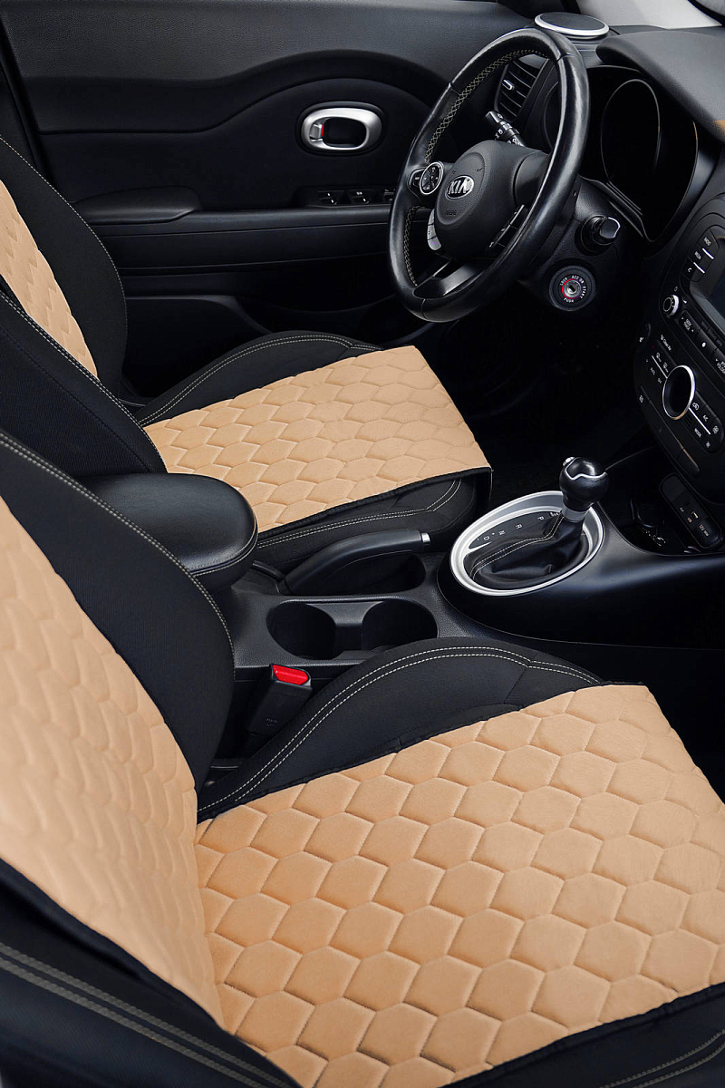 Накидки "Алькантара", передние (2 шт.), бежевые