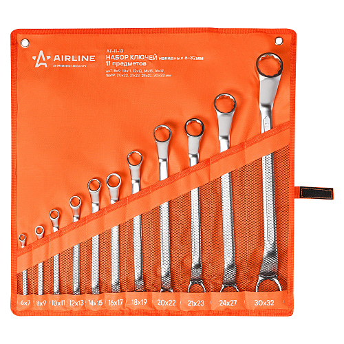 Набор ключей накидных с изгибом PRO 11пр. (6х7мм-30х32мм) сумка