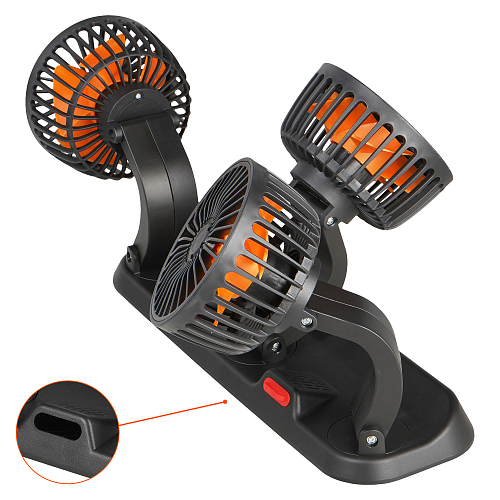 Вентилятор в салон тройной поворотный 360, 3x10.5см, 12В, общая регулировка, скотч