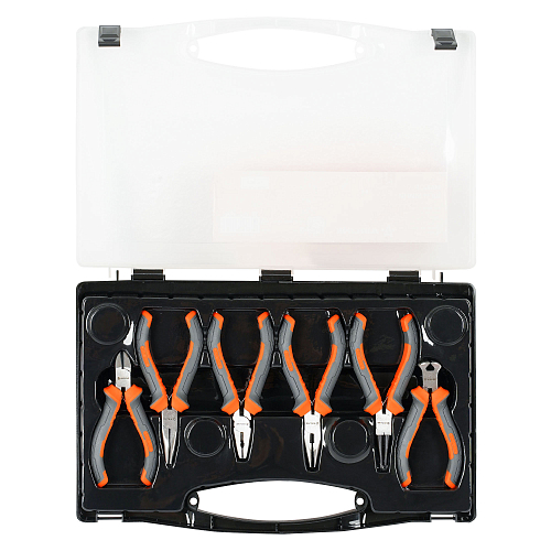 Набор ШГИ мини 6пр. (бокорезы, длинногубцы 2шт, круглогубцы 120мм, пассатижи 120мм, кусачки 105мм) пласт.кейс