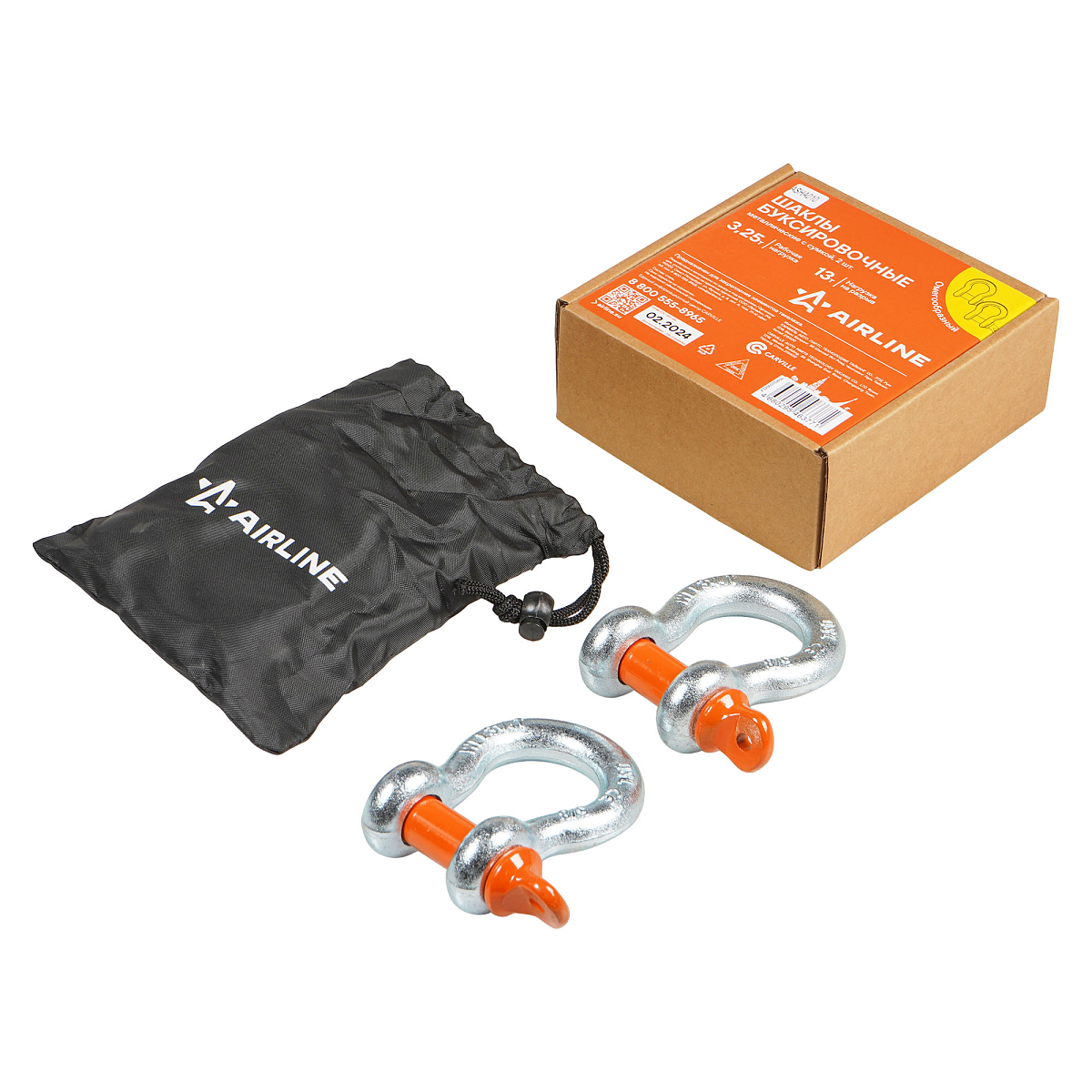 Шаклы буксировочные металлические 3,25 т / 13 т с сумкой, набор 2 шт. МП-серия