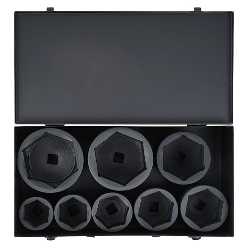 Набор головок ударных 3/4"DR L=90-110мм, 8пр. (50-100мм) металл.кейс