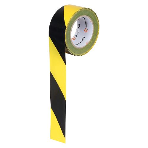 Лента сигнальная оградительная 50мм*200м, 30мкм, цвет чёрный/жёлтый