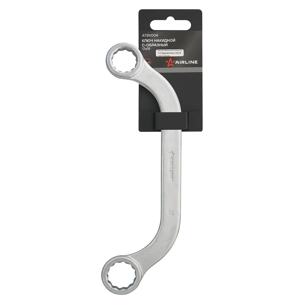 Ключ накидной С-образный 17х19мм PRO, пласт.подвес