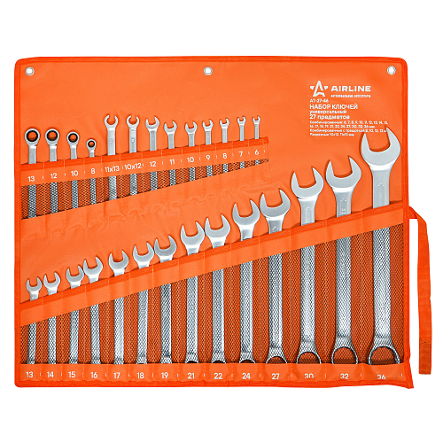 Набор ключей универсальный PRO 27пр. (комб. 6-36мм, комб. с трещоткой 8,10,12,13мм, разрезные 10x12,11x13мм) сумка