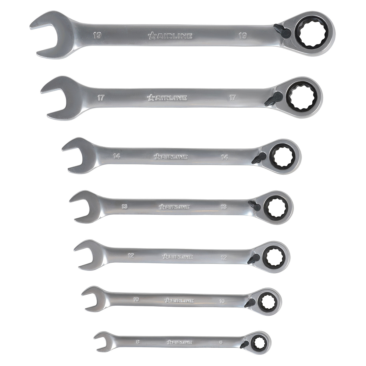 Набор ключей комбинированных трещоточных PRO 7пр. с переключателем (8-19мм) холдер