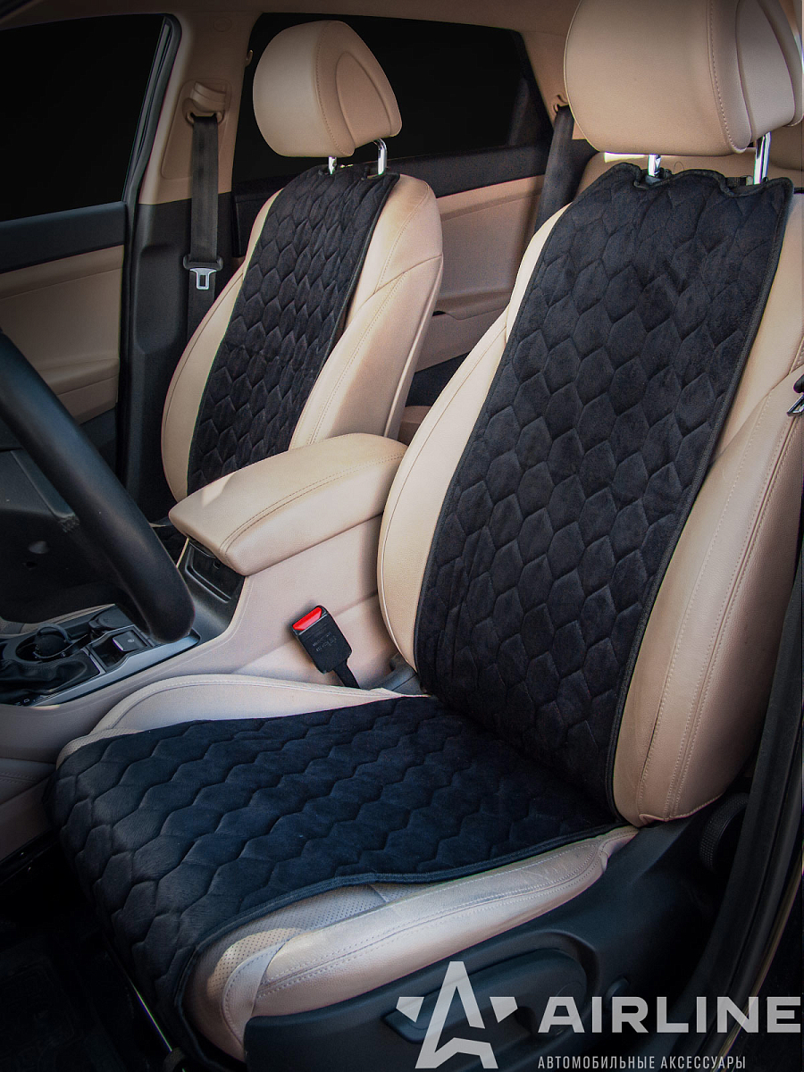 Накидки "Алькантара", передние (2 шт.), черные